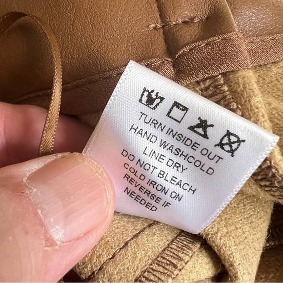 Lucy Paris Womens Faux Leather Paperbag-Waist Pants, Cognac, S - Picture 11 of 11